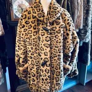 Jean Philippe Ricquier Vintage Leopard Print Faux Fur Coat